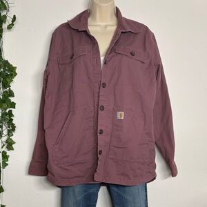 Carhartt Rugged Flex Loose Fit Jacket Plum Purple Cotton Stretch Size L